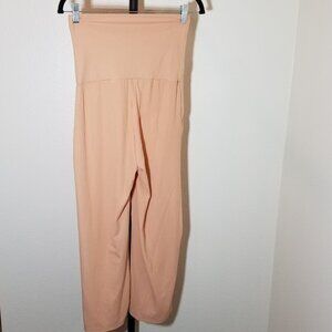 Real Essentials Womens Small Coral Foldover Ribbed Yoga Pants Gym Workout NWOT